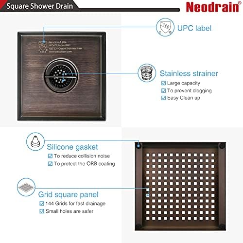 6-Inch Square Shower Drain Oil Rubbed Bronze