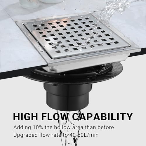 4-inch square stainless steel shower floor drain