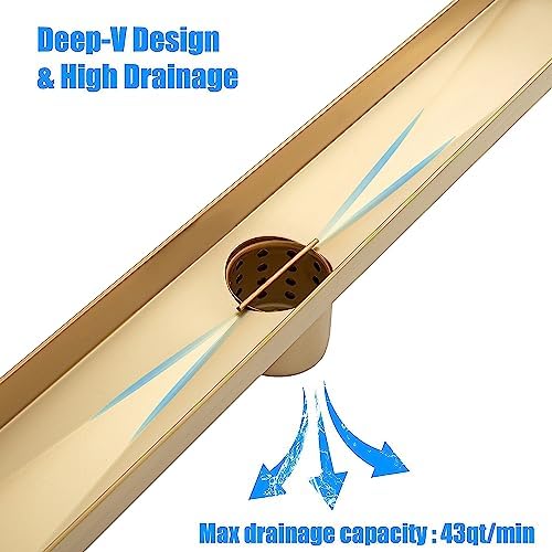 Stainless Steel Linear Shower Drain with Adjustable Feet Hair Strainer