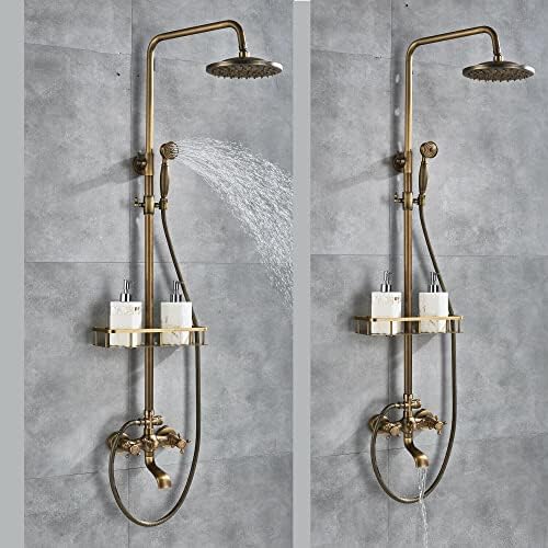 Rainfall Shower Head 8-inch Round - Durable Brass with Bookshelf