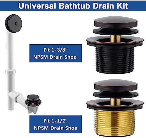 Oil Rubbed Bronze bathtub drain kit with tip-toe stopper