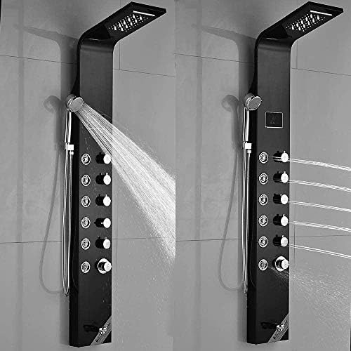 Durable Black LED Massage Shower Head with 6 Handles