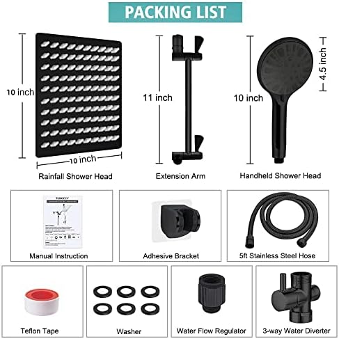 Tudoccy High-Pressure Rainfall Shower Head Combo for Home Use