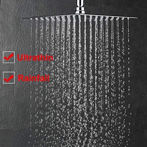 Huin 8 Inch Square Rainfall Ceiling Mounted Shower Trim System