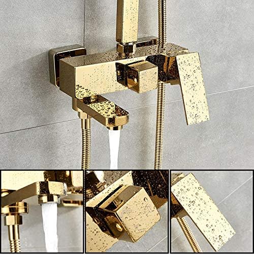 Luxury Gold Brass Bathtub Faucet with 30 Water Saving Rain shower Head Set