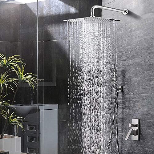NearMoon Square Rain shower head with extension arm 12 inch stainless steel option